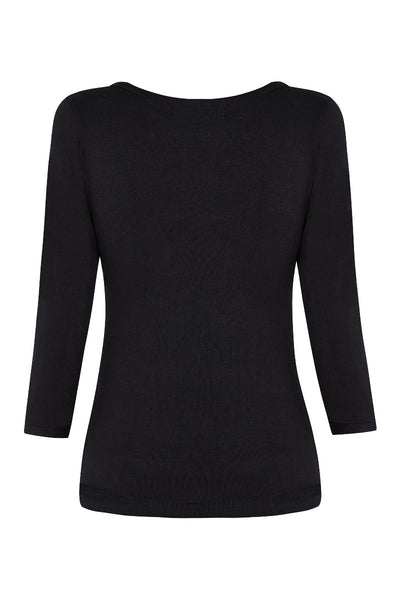 Marie Retro Bow Keyhole Top in Black