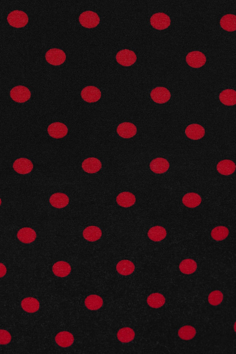 Marie Retro Bow Keyhole Polka Dot Top in Black-Red