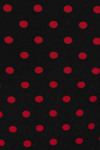 Marie Retro Bow Keyhole Polka Dot Top in Black-Red