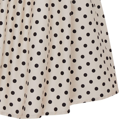 Sophia Halter Neck Swing Dress in Sand Beige-Black Polka Dot
