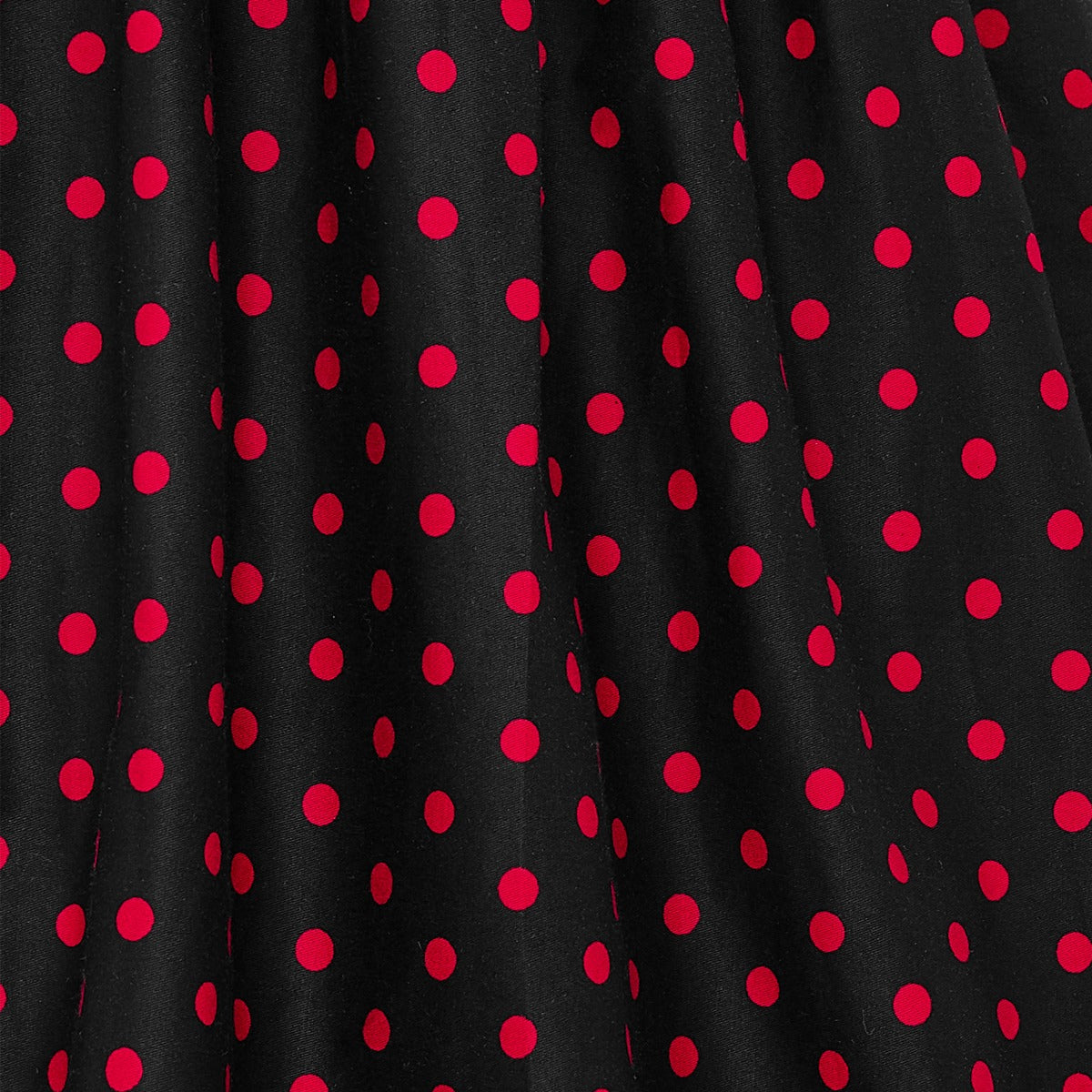 Sophia Rockabilly Halter Neck Swing Dress in Black-Red Polka Dot