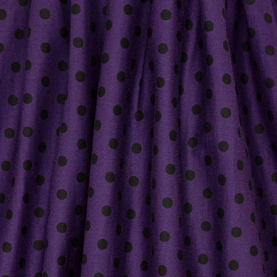 Sophia Rockabilly Halter Neck Swing Dress in Purple-Black Polka Dot