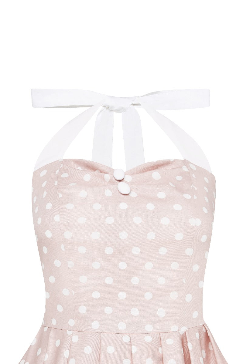 Sophia Rockabilly Halter Neck Swing Dress in Light Pink