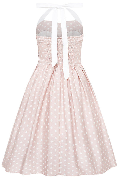 Sophia Rockabilly Halter Neck Swing Dress in Light Pink