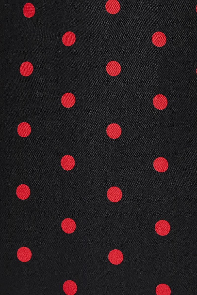 Sophia Rockabilly Halter Neck 1.7 cm Polka Dot Swing Dress in Black & Red
