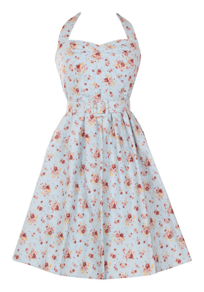Cecilia Halterneck 50'S Style Swing Dress in Pale Blue
