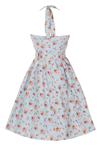 Cecilia Halterneck 50'S Style Swing Dress in Pale Blue