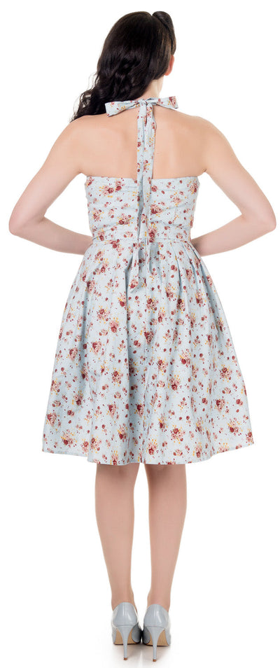 Cecilia Halterneck 50'S Style Swing Dress in Pale Blue