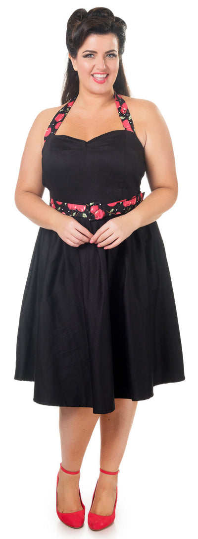 Sophie Rockabilly 1950s Dress in Black-Cherry