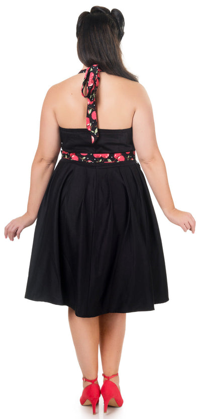 Sophie Rockabilly 1950s Dress in Black-Cherry