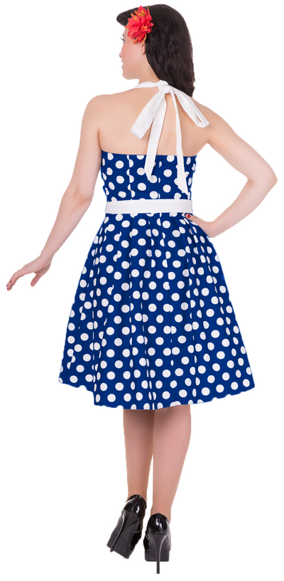 Sophie Spot Rockabilly 1950s Dress in Dark Blue