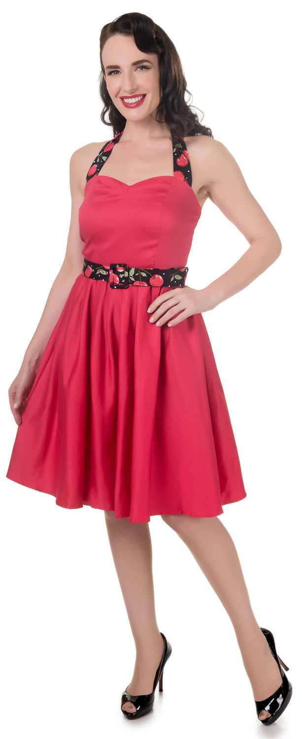 Sophie Two Toned Rockabilly 1950s Dress in Red-Cherry