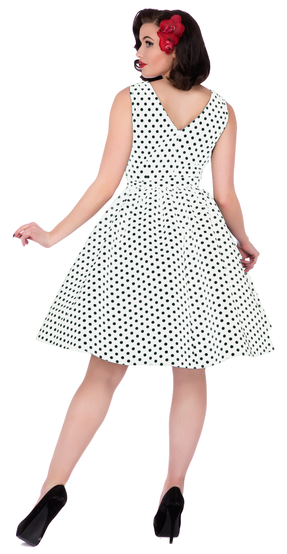 Wendy Polka Dot Rockabilly Swing Dress in White