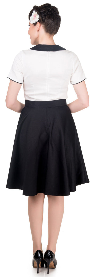 EU STOCK Evelyn Retro 50's Style Swing Dress in Black-White