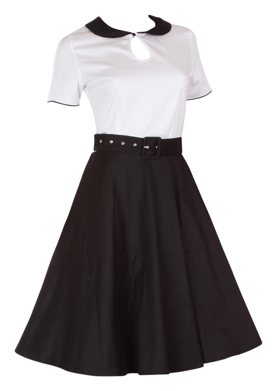 EU STOCK Evelyn Retro 50's Style Swing Dress in Black-White