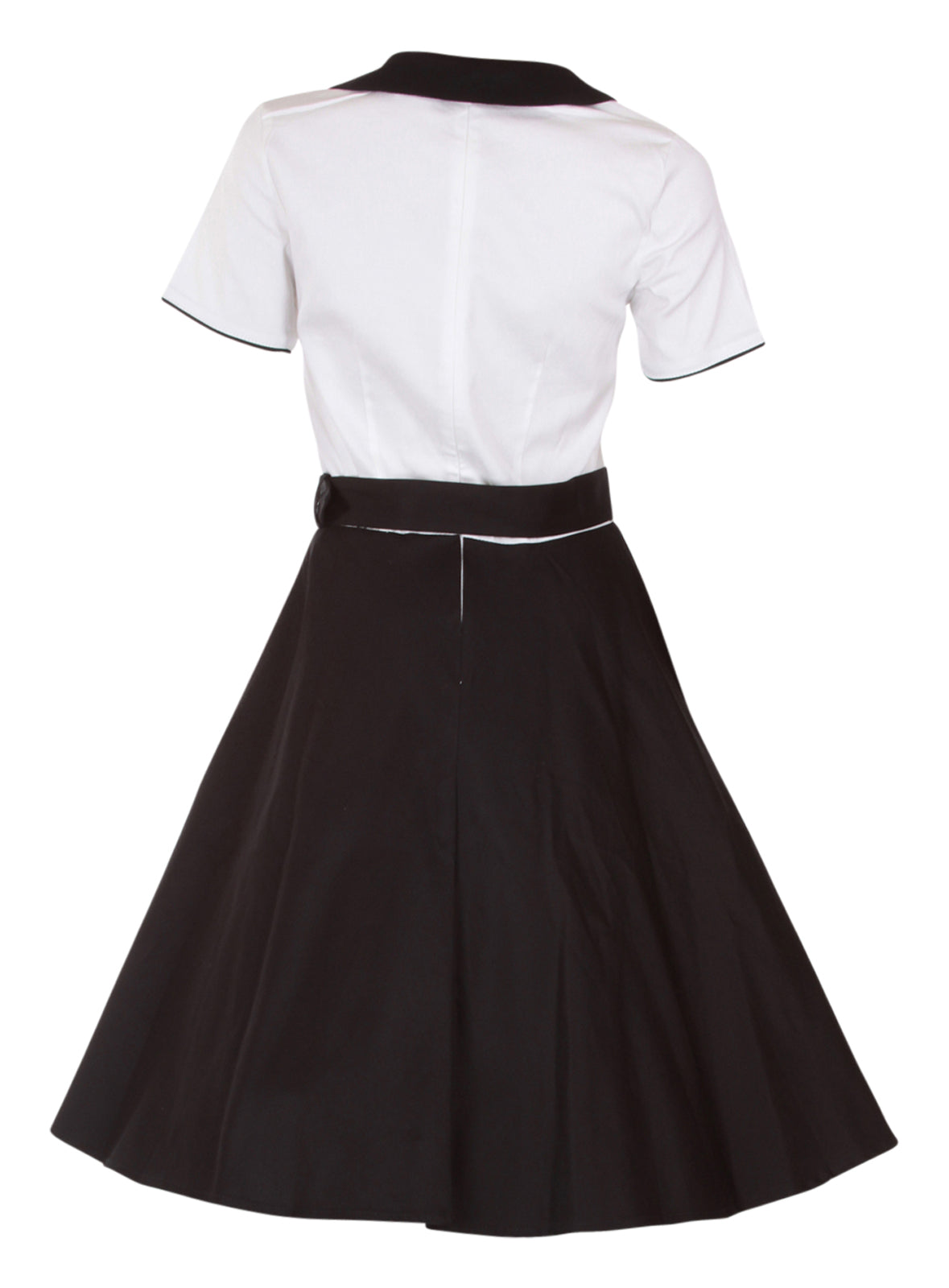 EU STOCK Evelyn Retro 50's Style Swing Dress in Black-White