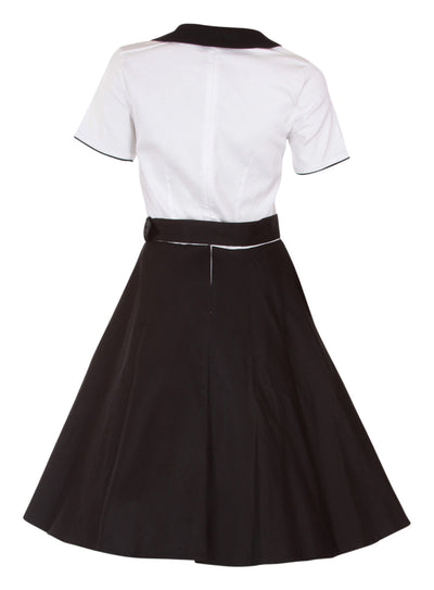 EU STOCK Evelyn Retro 50's Style Swing Dress in Black-White