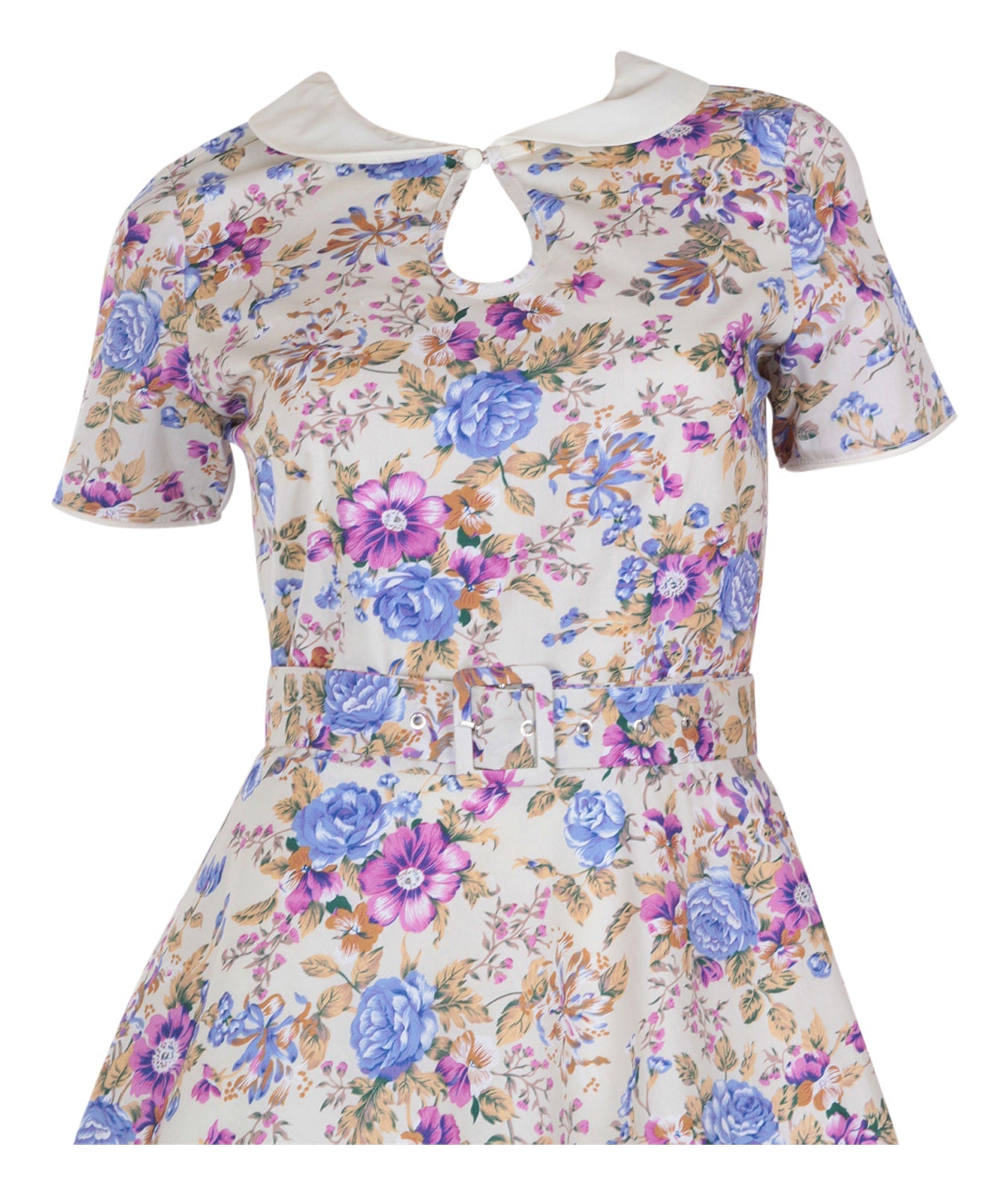 Evelyn Retro 50's Style Swing Dress in Beige