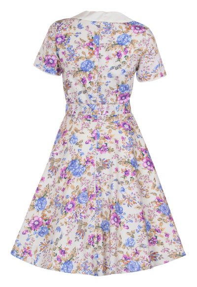 Evelyn Retro 50's Style Swing Dress in Beige