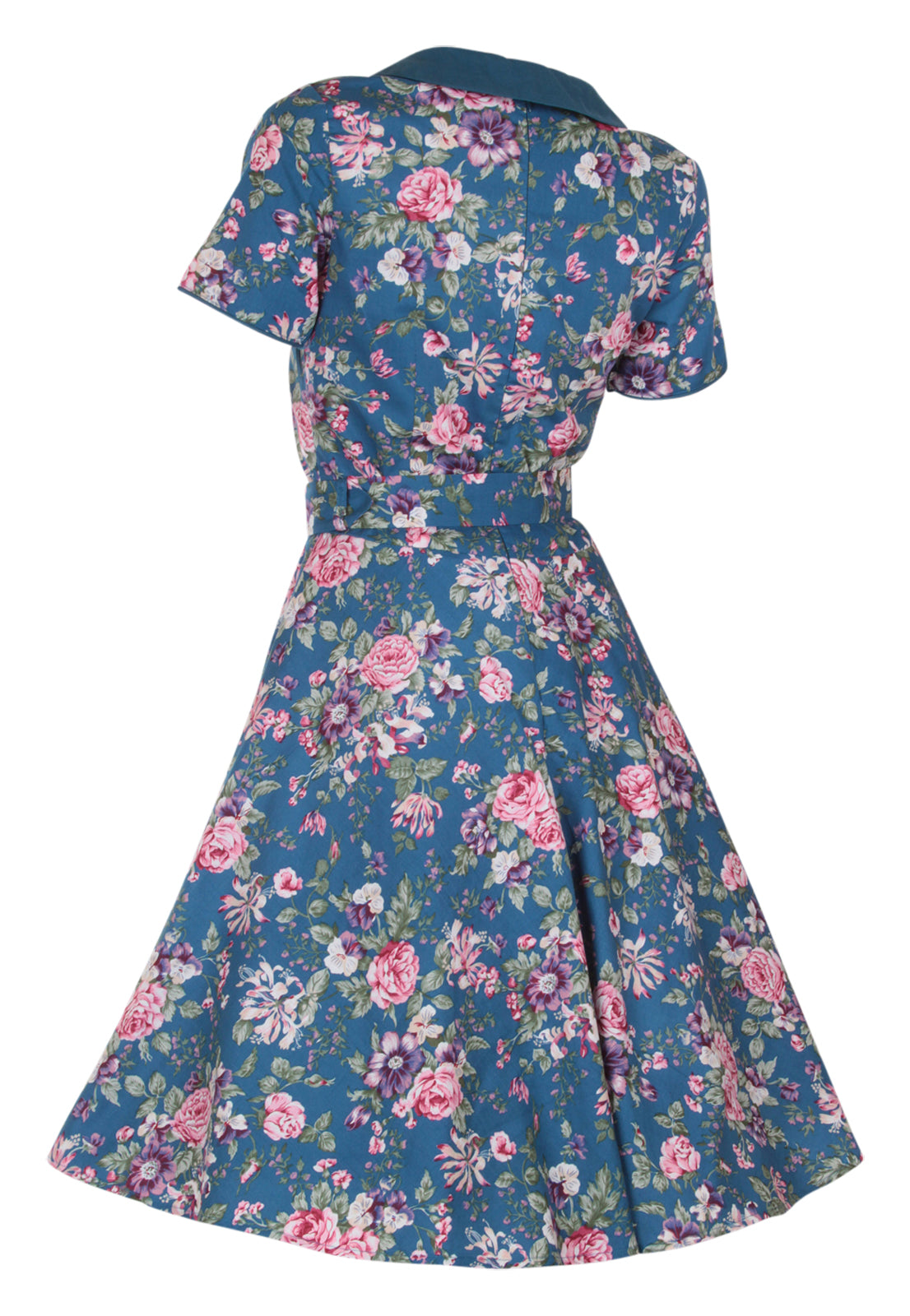 Evelyn Retro 50's Style Swing Dress in Blue