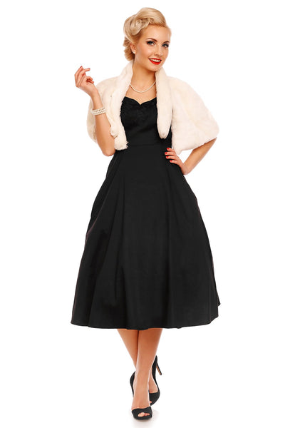 Veronica 50s Inspired Evening Dress With Bows in Black