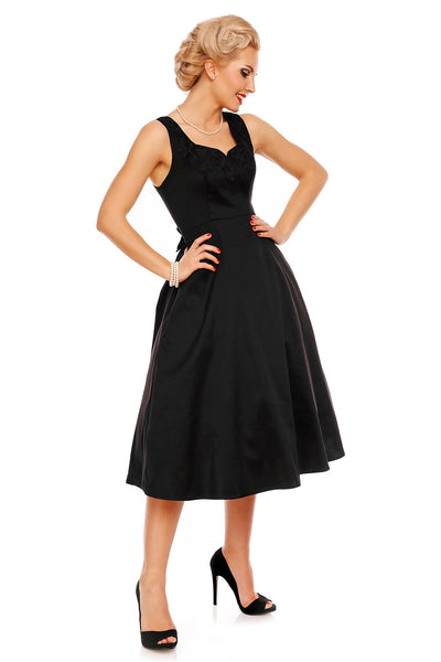 Veronica 50s Inspired Evening Dress With Bows in Black