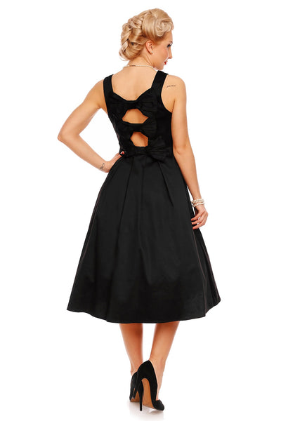 Veronica 50s Inspired Evening Dress With Bows in Black