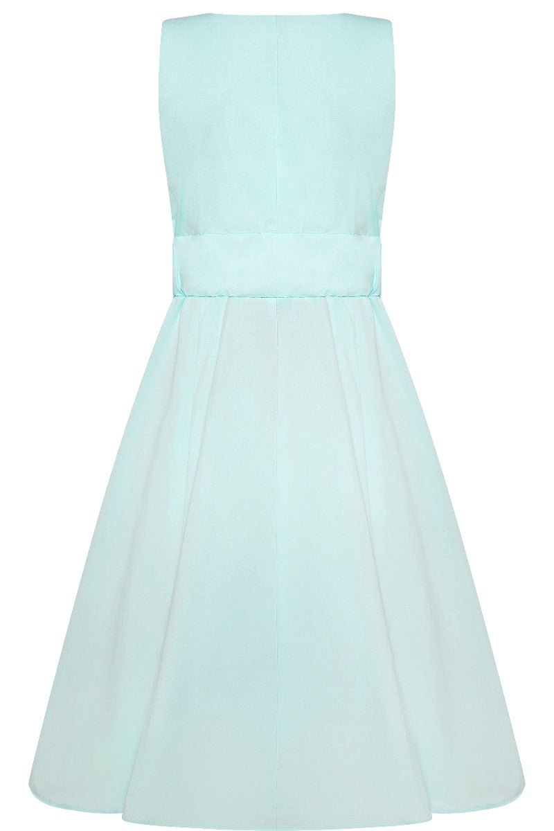 Laura Deep V Swing Dress in Pale Blue