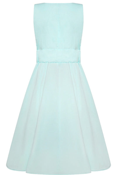 Laura Deep V Swing Dress in Pale Blue