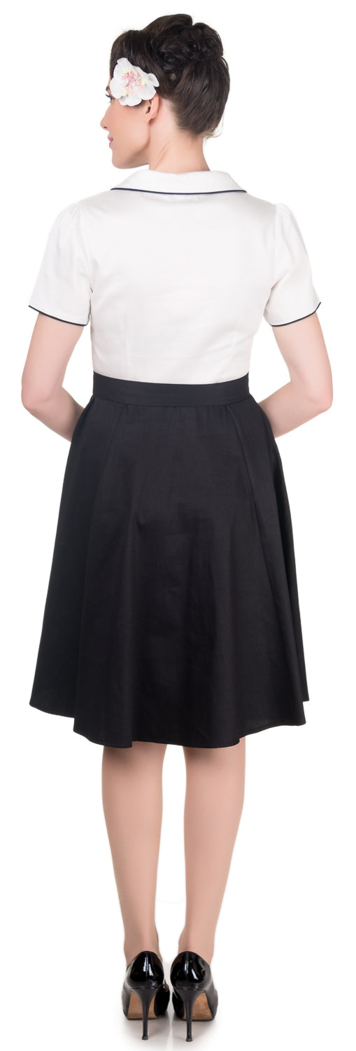 Sherry Rockabilly Diner Dress in White-Black