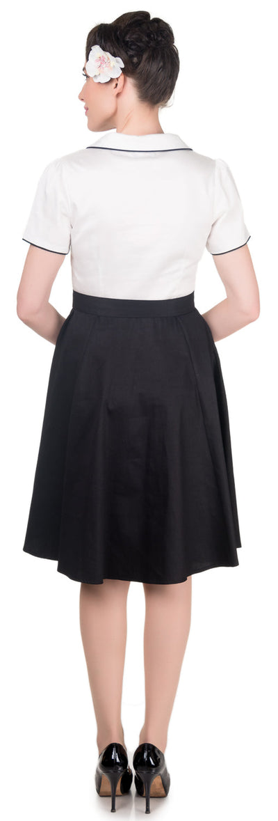 Sherry Rockabilly Diner Dress in White-Black