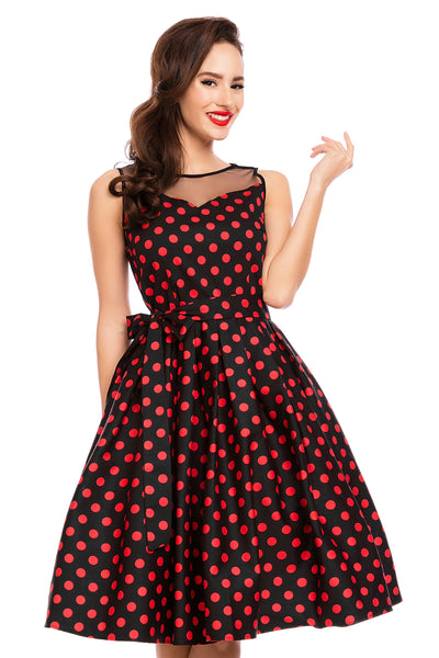 Vintage Style Evening Party Dress in Black/Red