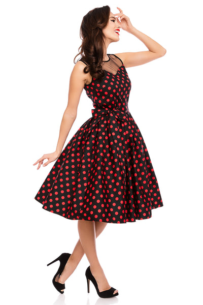 Vintage Style Evening Party Dress in Black/Red