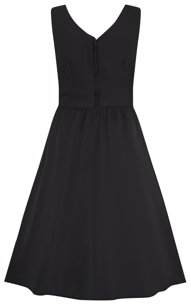 May Stylish V-neck Vintage Inspired Swing Dress in Black
