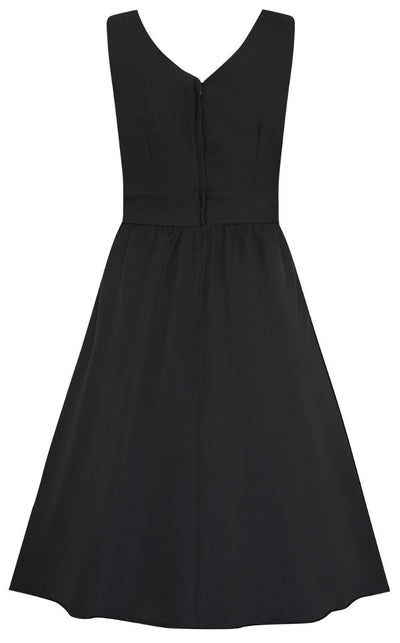 May Stylish V-neck Vintage Inspired Swing Dress in Black
