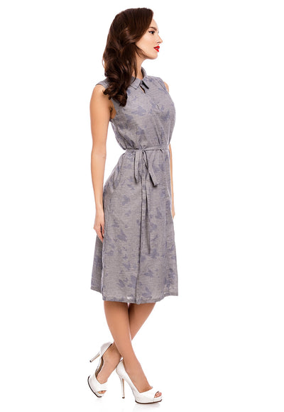 Mary Casual Vintage Inspired Day Dress in Blue Butterflies