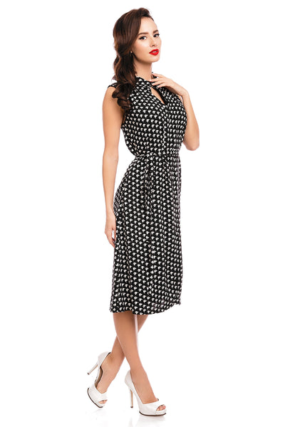 Mary Casual Vintage Inspired Day Dress in Black Birds