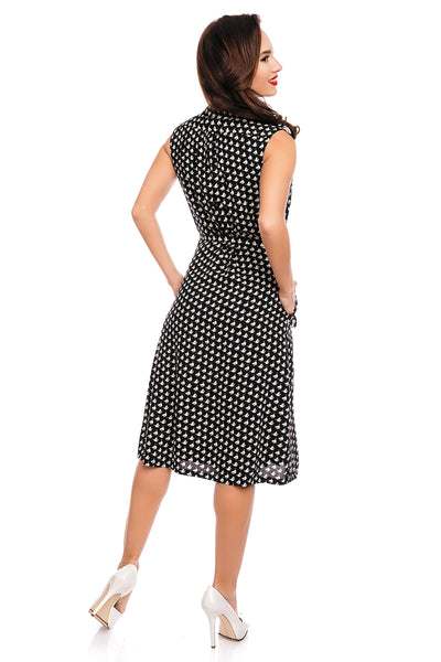 Mary Casual Vintage Inspired Day Dress in Black Birds