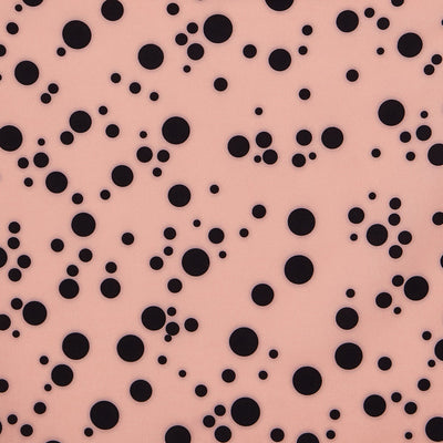 Annette 1950s Inspired above-knee-length flared, Black Polka Dots in Pale Pink Dress