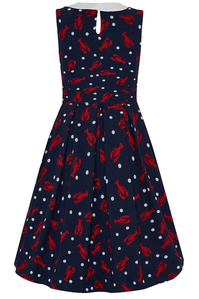 Annette 1950s Inspired Flared Dress - Lobster Print