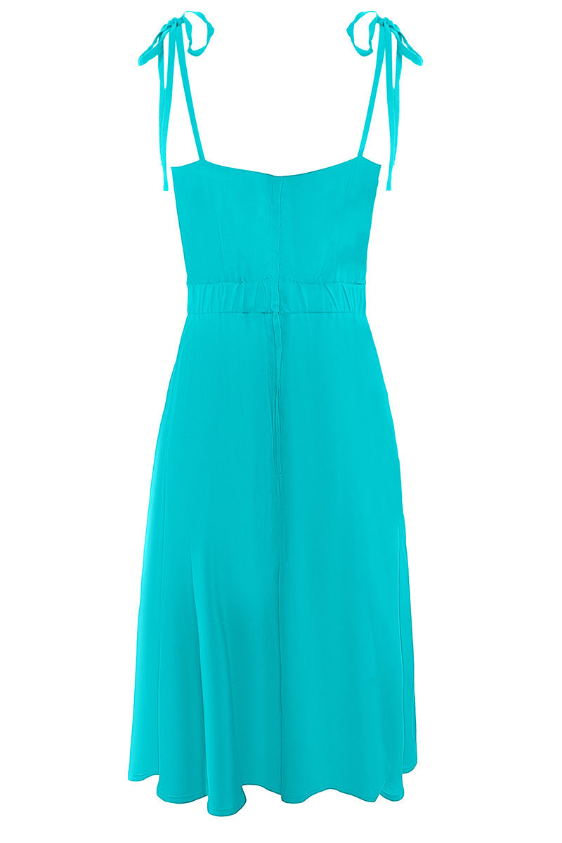 Woman Strapped dress with Sweetheart neckline in Turquoise