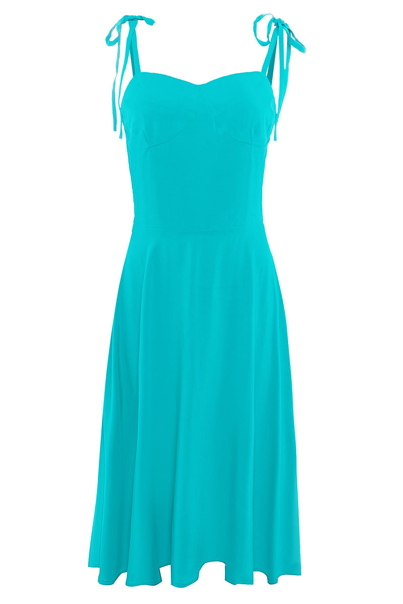 Woman Strapped dress with Sweetheart neckline in Turquoise