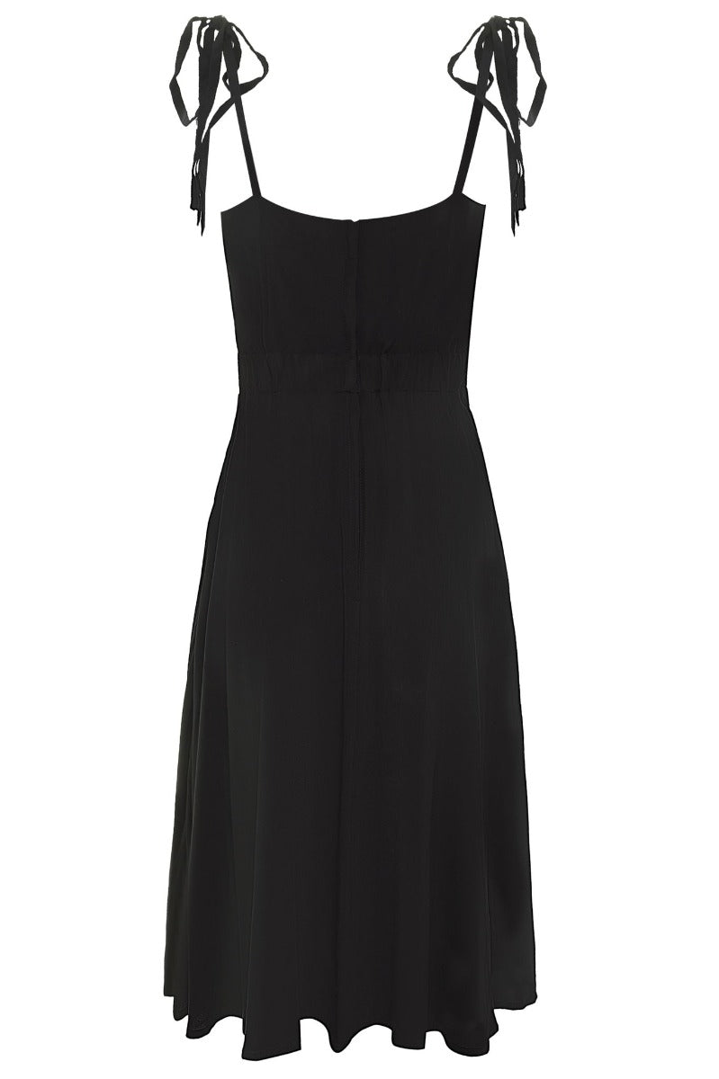 Lorraine Strapped dress with Sweetheart neckline in Black