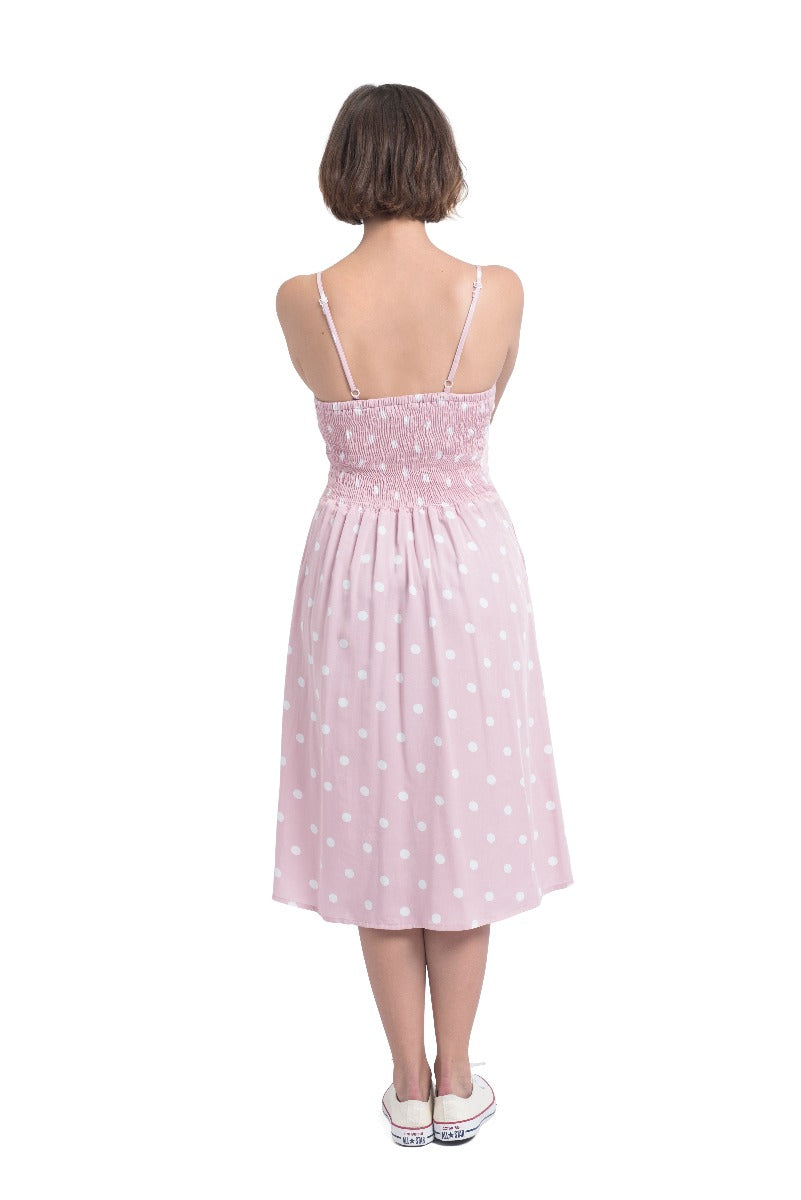 Regina Button Up Casual Dress - Pink Lace