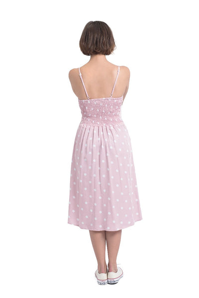 Regina Button Up Casual Dress - Pink Lace