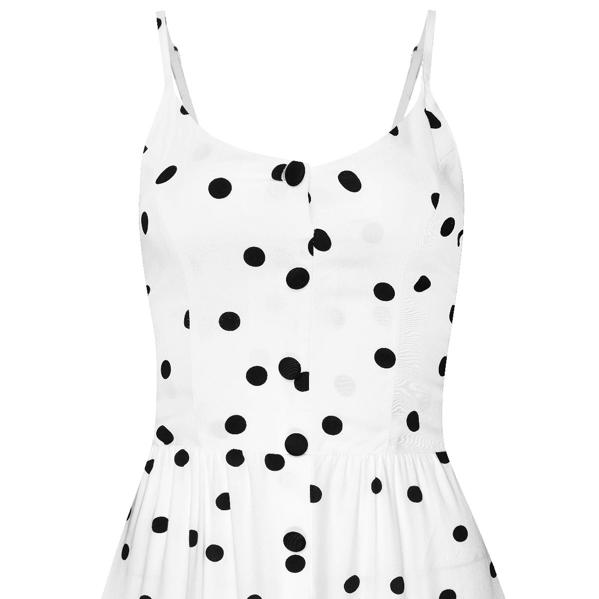 Regina Button Up Strappy Casual Dress White & Black Polka Dots