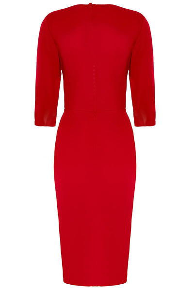 Harper 50s Inspired Wrap Over Dress in Red