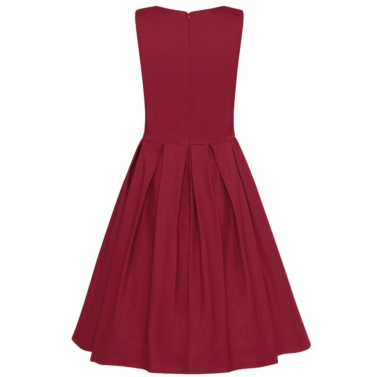 Lola Stylish 50's Retro Swing Dress With Pockets in Burgundy
