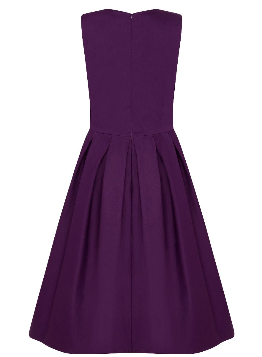 Lola Retro Swing Dress with Pockets in Purple