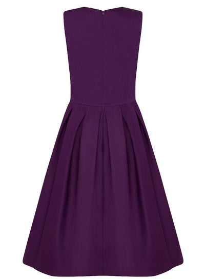 Lola Retro Swing Dress with Pockets in Purple